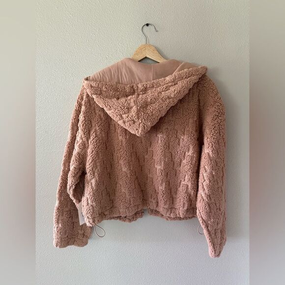 NWT Billabong Marlowe Hoodie Mauve Sherpa Fleece Teddy Full Zip Jacket Size M - Picture 8 of 11